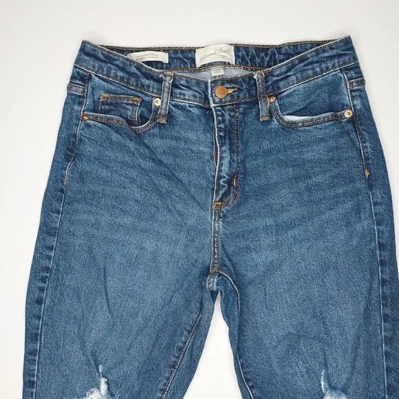 Universal Thread Womens Jeans 6/28R High Rise Slim Straight Distressed Denim - Picture 2 of 16